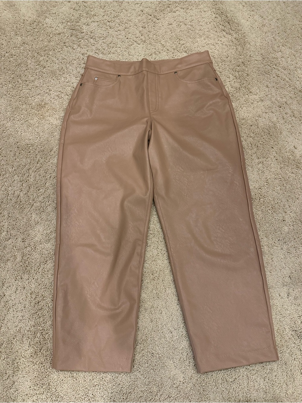Women’s Faux Leather Spanx Pants in Taupe